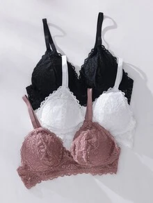 SHEIN 性感蕾絲大尺碼內衣套裝 3 件組 - 彩色 - 查看 5
