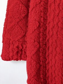 SHEIN Clasi 大尺碼女款拉鍊抓絨連帽外套，秋冬款 - 紅色 - 查看 10