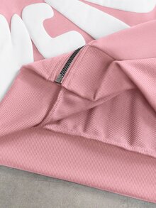PAVTROS Men's Letter Graphic Hooded Zip-Up Casual Daily Long Sleeve Sweatshirt - Pink - View 6