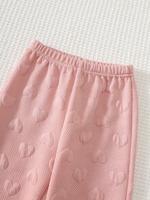 Cozy Pixies 2件組 SHEIN 童女休閒舒適 3D 花卉圓領套頭長袖針織運動衫與長褲套裝，街頭復古風，輕鬆舒適，兒童秋冬疊穿運動休閒外出套裝，粉色 - 粉色 - 查看 5