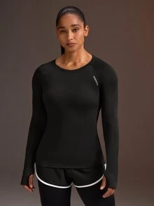 Powerista Women's Letter Print Colorblock Casual Daily Travel Sports T-Shirt - Black - View 5