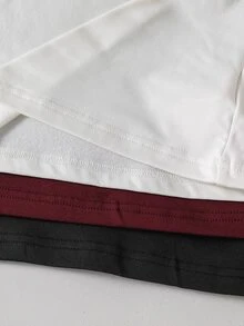 SHEIN 青少年女孩秋季上衣 秋冬加厚保暖休閒日常穿搭層次感高領羅紋抓絨布料純色校園風 白色 棕色 黑色 - 彩色 - 查看 5