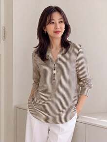 Yumoku 秋季女款上衣萬聖節女裝秋季女裝襯衫秋季女款襯衫女上衣秋季女裝外出上衣女款襯衫 - 咖啡棕 - 查看 5