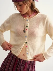 Bohemela Women's Solid Color Casual Versatile Daily Cardigan - Khaki - View 4