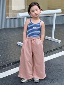 Dazy Kids 女童秋季服飾 彈性腰針織長褲 - 粉色 - 查看 9