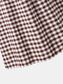 SHEIN Tween Girl Plaid Pleated Kids Casual Daily Summer Dress - Coffee Brown - View 4