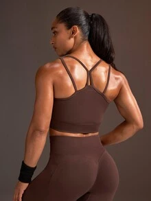 Powerista Women's Solid Color Casual Daily Sports Bra - Brown - View 3