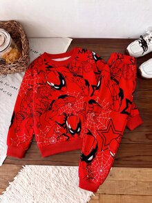 Young Boys Loose Fit Casual Comfortable Long Sleeve Sweatshirt And Pants 2 Pieces Set, Suitable For Autumn/Winter - Multicolor - View 4
