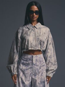MUSERA Printed Cropped Oversized Bomber Jacket Fall Autumn Winter Coolgirl Halloween Party Going Out Concert Rave Disco Graphic Camo Sexy Thanksgiving - Multicolor - View 1