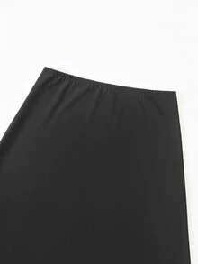 Ocili Women's Long Skirt With Side Slit, 1pc - Black - View 4