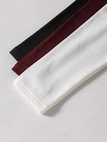 SHEIN 青少年女孩秋季上衣 秋冬加厚保暖休閒日常穿搭層次感高領羅紋抓絨布料純色校園風 白色 棕色 黑色 - 彩色 - 查看 6