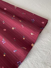 Souflis Souflis 女童公主洋裝 優雅酒紅色蝴蝶結碎花印花 泡泡袖高領輕盈 A字裙 生日派對夏季秋季度假款 - 酒紅色 - 查看 6