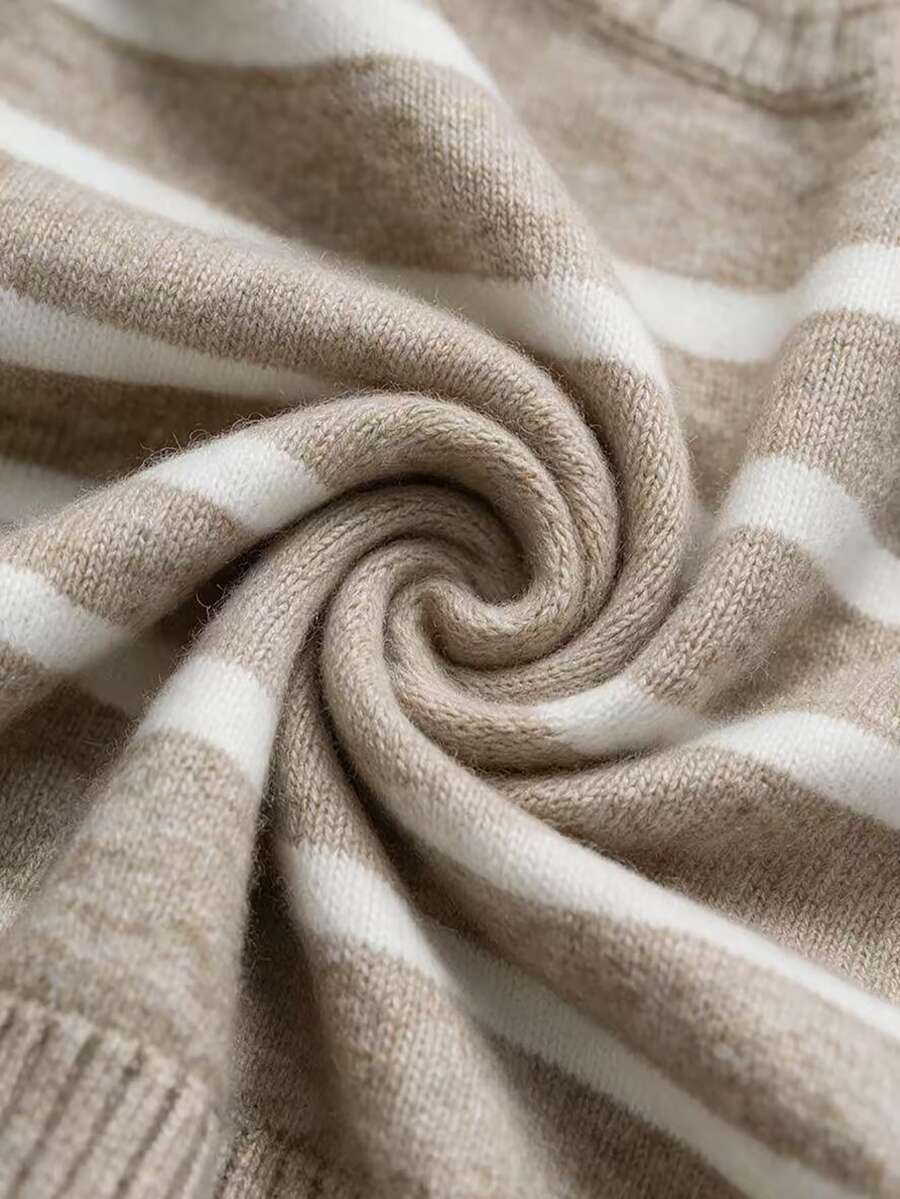 Zayélia Women's Colorblock Casual Daily Long Sleeve Sweater - Khaki - View 1