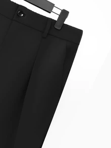 Manfinity Homme Men's Black Fashion Notch Lapel Loose Fit Top And Pleated Pants Casual Plus Size 2 Pieces Suit Set - Black - View 4