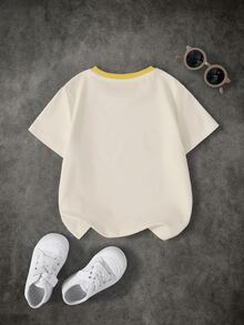 BATMAN X SHEIN Kaos Lengan Pendek Kasual Sehari-hari Bergambar Kartun Huruf untuk Anak Laki-Laki - Putih - View 2