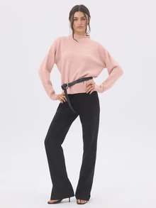 KÆRIA Hus Roll Neck Jumper - Refined Wool Blend Knit - Powder Pink - Relaxed Fit, Minimalist, Layering, Polished - Pink - View 5