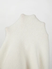 SHEIN Cream Round Neck Knit Sweater, Decorative Bead Stripe Long Sleeve Top - Apricot - View 7