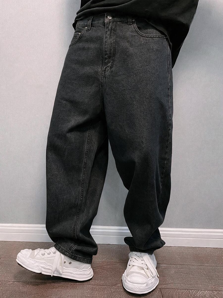 STEELVANCE 男士休閒牛仔褲,附口袋與鈕扣,適合日常穿著 - 黑色 - 查看 1