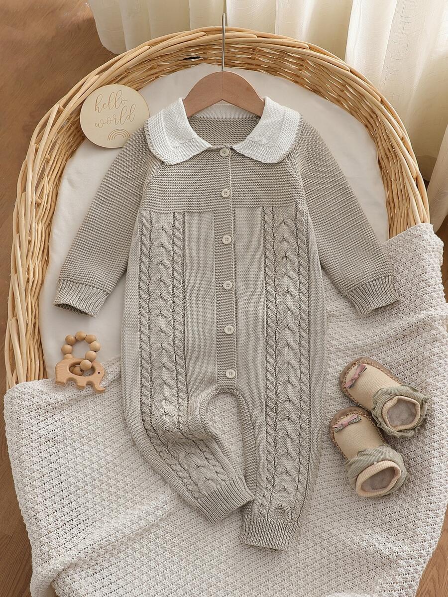 Baby Boy Colorblock Casual Daily Long Sleeve Jumpsuit - Light Grey - View 1