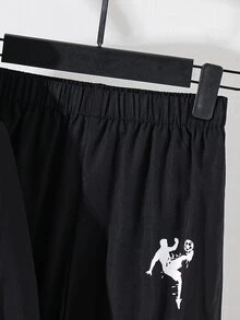 兒童大童男童角色圖案拼色拉鍊連帽外套與長褲休閒套裝 - 彩色 - 查看 4