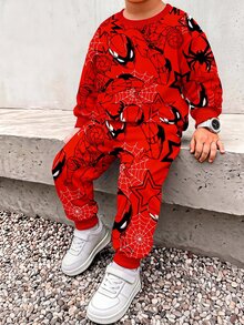 Young Boys Loose Fit Casual Comfortable Long Sleeve Sweatshirt And Pants 2 Pieces Set, Suitable For Autumn/Winter - Multicolor - View 1