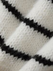 Hapijoa Young Girl) Striped Casual Collared Thick Autumn/Winter Sweater - Beige - View 8