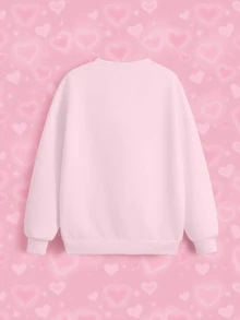 THE POWERPUFF GIRLS X SHEIN Tween Girl Letter Cartoon Print Crew Neck Long Sleeve Casual Sweatshirt - White - View 7