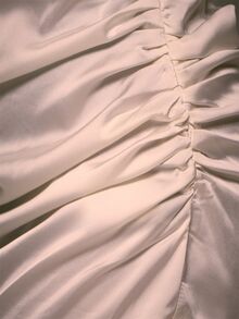 MUSERA White Satin Draped Asymetrical Midi Dress Fall Autumn Winter Going Out Evening Sexy - Champagne - View 6
