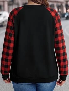 EMERY ROSE Áo nỉ tay raglan nữ size lớn phong cách thường ngày, chất liệu dày, phù hợp cho mùa thu/đông, Giáng Sinh - Nhiều màu - Xem 2