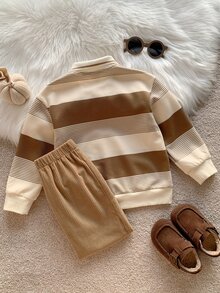 2pcs/Set Kids Young Boy Autumn/Winter Casual Sweatshirt And Pants Set, Sweatshirt Set, Boys Set, Autumn/Winter Set, Casual Set, Polo Set - Multicolor - View 2