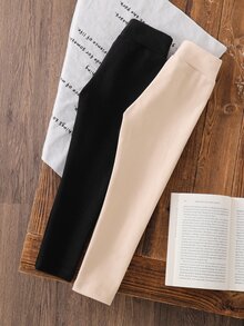 SHEIN 2件裝女童蝴蝶刺繡圖案緊身褲，天鵝絨面料，適合休閒日常穿著，秋冬季節 - 彩色 - 查看 2