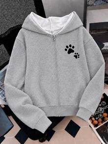 Sweatshirt Resleting Motif Kartun untuk Remaja Perempuan - Putih - View 6