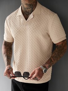 SLATEMANN Men's Solid Color Casual Versatile Daily Wear Short Sleeve Polo Shirt - Apricot - View 4