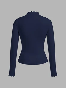 SHEIN EZwear 女款素色小立領長袖百搭休閒T恤（3件組） - 彩色 - 查看 6