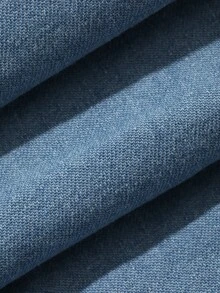 DAZY Tween Girl) Straight Leg Casual Lace Trim Long Pants Washed Denim Jeans Autumn/Winter - Blue - View 7