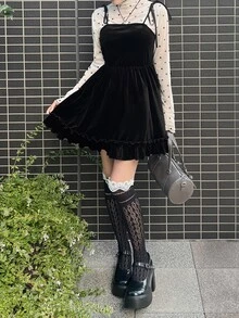 FRIFUL Atasan Camisole Kasual Wanita Warna Polos untuk Sehari-hari - Hitam - View 8