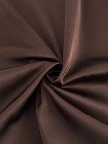 Firerie Plus Size Women Solid Color Round Neck Cape Sleeve Pleated Elegant Dress - Coffee Brown - View 8