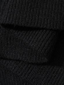 DAZY Women's Patchwork Striped Round Neck Long Sleeve Casual Knit Dress - Black - View 9