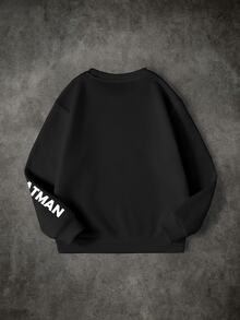 BATMAN X SHEIN Tween Boy Cartoon Print Long Sleeve Crew Neck Sweatshirt - White - View 2