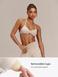 GLOWMODE Second-Skin Seamless Wild Glow Leopard Print Demi Bra & 24" Booty-Lifting Leggings Set Training Workout Gym Fitness Active Fall Winter Wear - Khaki - View 4