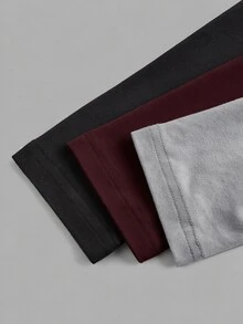 SHEIN EZwear 女款純色方領長袖短版休閒T恤（3件組） - 彩色 - 查看 10