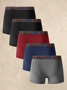 Manfinity Underwear&Sleepwear Basics Men's Jacquard Waistband Boxer Briefs 5-Pack - Multicolor - View 2