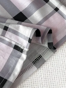 SHEIN 青少年女孩格紋簡約風秋冬印花長袖居家服套裝，柔軟舒適睡衣套裝，2件組，秋冬/四季可穿 - 彩色 - 查看 5