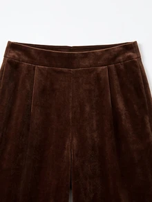LUMIGAL Winter Women's Elegant Leopard Print Patchwork Button Trousers Business - Black - View 3