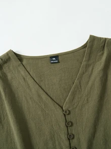 Rusticease Plus Size Minimalist Versatile Button Long Sleeve Shirt - Army Green - View 4