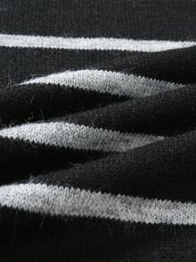 RONVEXI Men's Autumn/Winter Striped Crew Neck Long Sleeve Casual Versatile Sweater - Black and White - View 3