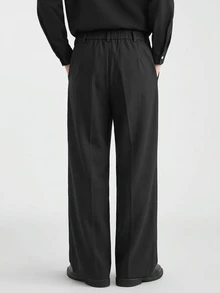Manfinity Homme Men's Casual Button Pocket Business Trousers For Office - Black - View 2