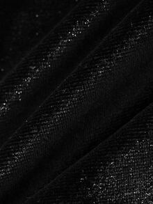 DAZY Young Girl) Velvet Long Sleeve Casual Round Neck Contrast Lace Design Dress - Black - View 8