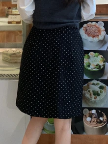 DAZY Women's Polka Dot Casual Versatile Skirt - Black - View 4