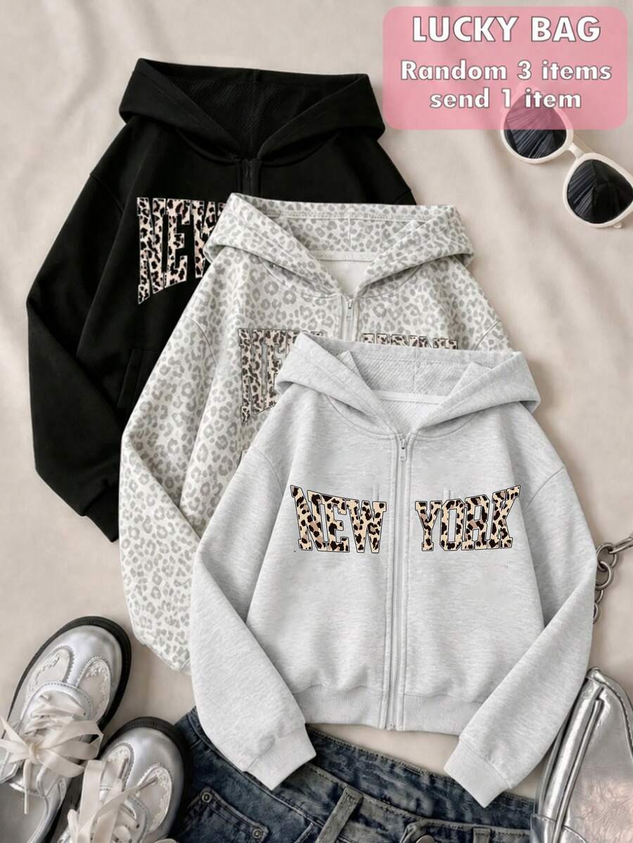Tween Girl Fashion Long Kids Sleeve Zip-Up Autumn Winter Sweatshirt - White - View 1